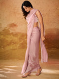 Precious Baby Pink Organza Ready To Wear Designer Saree With Blouse
