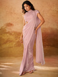 Precious Baby Pink Organza Ready To Wear Designer Saree With Blouse