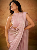 Precious Baby Pink Organza Ready To Wear Designer Saree With Blouse