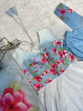 Pretty Sky Blue Printed Silk Function Wear Anarkali Suit With Dupatta