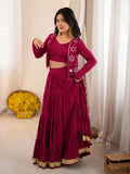 Radiant Rani Pink Mirror Work Rayon Navratri Wear Lehenga Choli