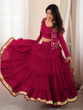 Radiant Rani Pink Mirror Work Rayon Navratri Wear Lehenga Choli