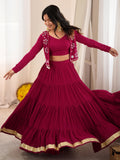 Radiant Rani Pink Mirror Work Rayon Navratri Wear Lehenga Choli