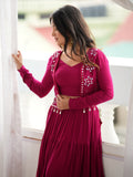 Radiant Rani Pink Mirror Work Rayon Navratri Wear Lehenga Choli