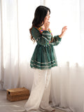Sparkling Bottle Green Mirror Work Georgette Navratri Kediya Style Top