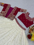 Graceful Off-White Thread Work Silk Designer Lehenga Choli With Koti