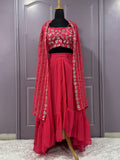 Glamorous Pink Sequins Work Georgette Party Wear Lehenga Choli