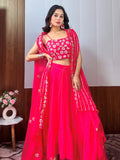 Glamorous Pink Sequins Work Georgette Party Wear Lehenga Choli