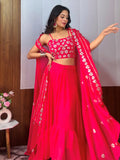 Glamorous Pink Sequins Work Georgette Party Wear Lehenga Choli