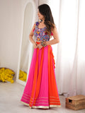 Attractive Pink Gota Patti Rayon Navratri Wear Lehenga Choli