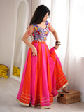 Attractive Pink Gota Patti Rayon Navratri Wear Lehenga Choli