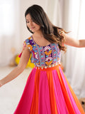Attractive Pink Gota Patti Rayon Navratri Wear Lehenga Choli