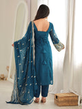 Adorable Teal Blue Beadwork Georgette Wedding Wear Salwar Kameez