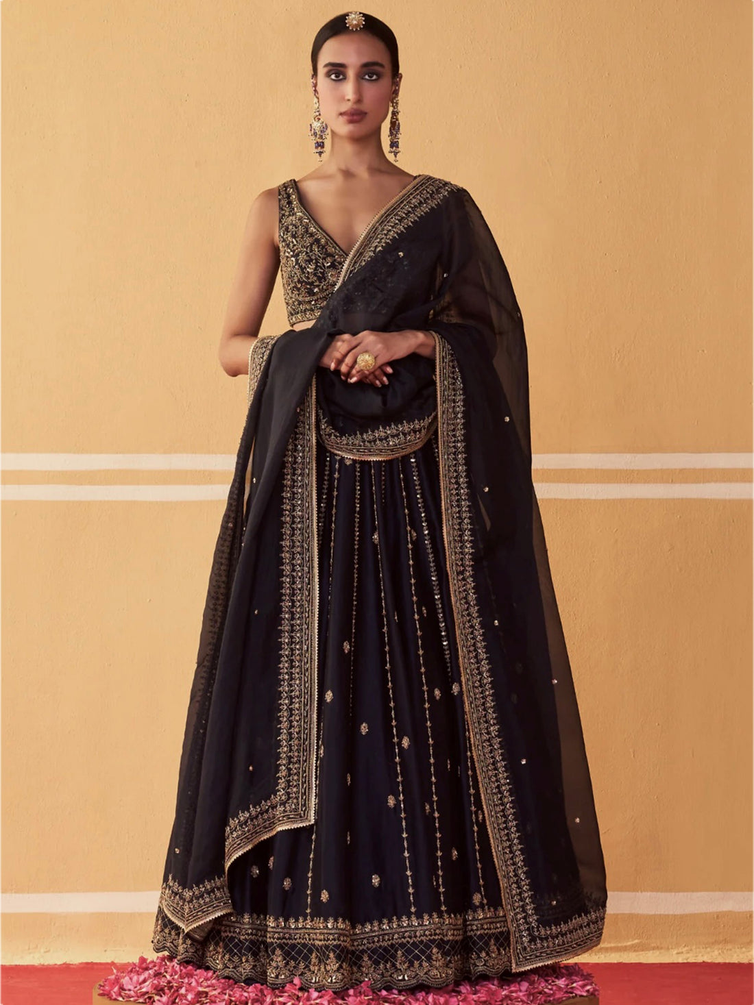 Captivating Black Sequins Work Silk Festival Wear Lehenga Choli With Dupatta