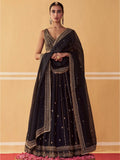 Captivating Black Sequins Work Silk Festival Wear Lehenga Choli With Dupatta