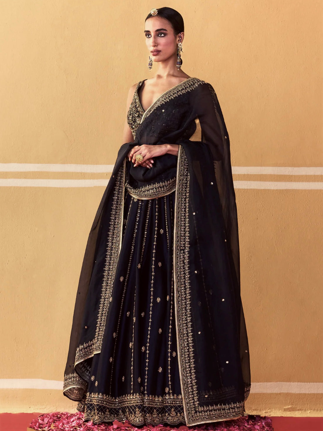 Captivating Black Sequins Work Silk Festival Wear Lehenga Choli With Dupatta