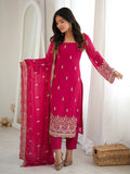 Fabulous Pink Beads Work Georgette Wedding Wear Salwar Kameez