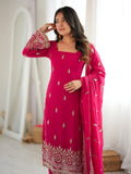 Fabulous Pink Beads Work Georgette Wedding Wear Salwar Kameez