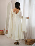 Elegant Off-White Mirror Laced Chanderi Festive Wear Anarkali Gown