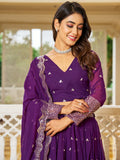 Fascinating Purple Sequins Georgette Festival Wear Lehenga Choli
