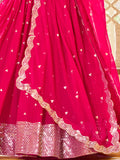 Alluring Pink Sequins Georgette Engagement Wear Lehenga Choli