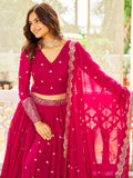 Alluring Pink Sequins Georgette Engagement Wear Lehenga Choli