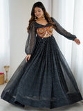 Marvelous Black Laheriya Printed Georgette Navratri Wear Gown