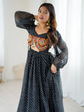 Marvelous Black Laheriya Printed Georgette Navratri Wear Gown
