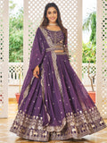 Awesome  Purple Sequins Work Georgette Bridesmaid Lehenga Choli With Dupatta