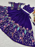 Fantastic Purple Thread Embroidery Silk Festive Wear Lehenga Choli With Koti
