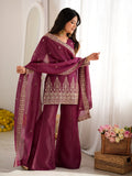 Radiant Wine Embroidered Silk Wedding Wear Salwar Suit