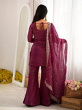 Radiant Wine Embroidered Silk Wedding Wear Salwar Suit