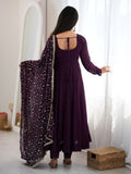 Fabulous Purple Sequin Work Georgette Festival Wear Anarkali Suit