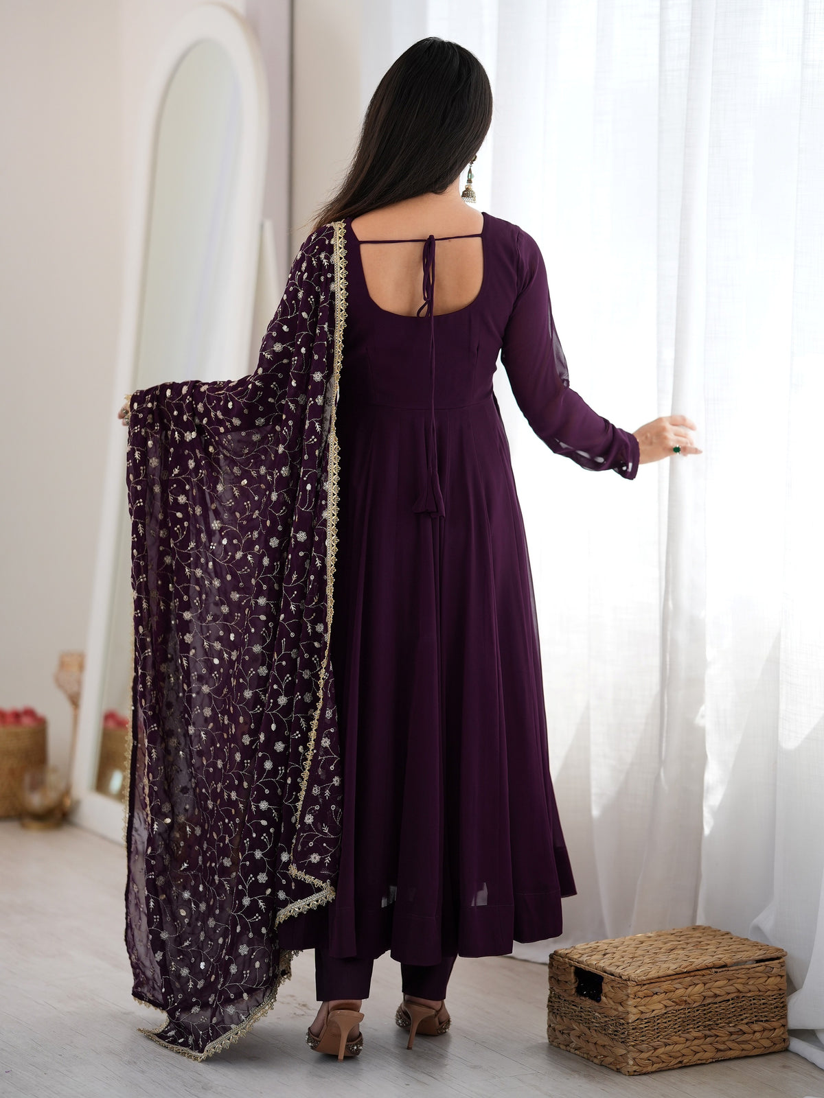 Fabulous Purple Sequin Work Georgette Festival Wear Anarkali Suit