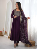 Fabulous Purple Sequin Work Georgette Festival Wear Anarkali Suit