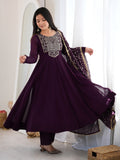 Fabulous Purple Sequin Work Georgette Festival Wear Anarkali Suit