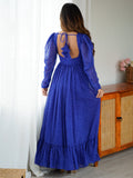 Bewitching Blue Laheriya Printed Georgette Navratri Wear Gown