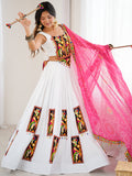 Lovely White Thread Work Rayon Navratri Special Lehenga Choli With Dupatta