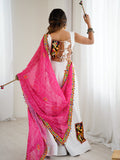 Lovely White Thread Work Rayon Navratri Special Lehenga Choli With Dupatta