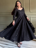 Enchanting Black Sequins Georgette Festival Wear Anarkali Pant Suit
