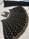 Captivating Black Sequins Work Silk Festival Wear Lehenga Choli With Dupatta