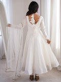Attractive White Lace Work Silk Festival Wear Anarkali Suit With Dupatta