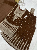 Glorious Brown Dori Work Silk Eid Special Sharara Suit With Dupatta