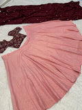 Glorious Pink Zari Weaving Banarasi Silk Traditional Lehenga With Blouse