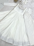 Attractive White Lace Work Silk Festival Wear Anarkali Suit With Dupatta