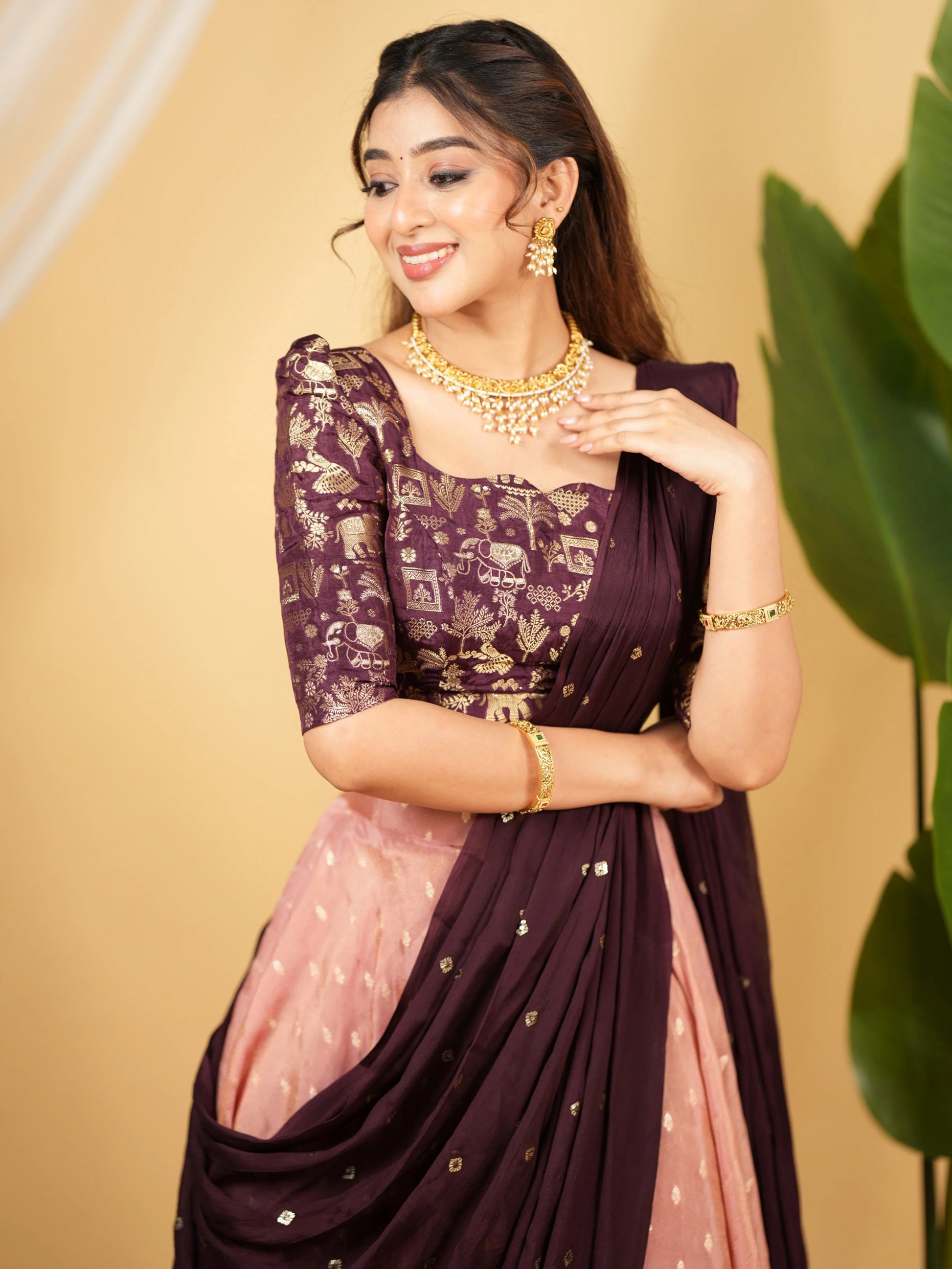 Glorious Pink Zari Weaving Banarasi Silk Traditional Lehenga With Blouse