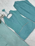 Spectacular Sky Blue Lace Work Silk Traditional Salwar Suit With Dupatta