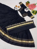 Attractive Black Mirror Lace Work Cotton Navratri Wear Lehenga Choli