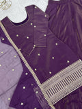 Sparkling Purple Embroidered Chinon Designer Lehenga Suit With Dupatta