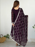 Wonderful Purple Embroidered Silk Pant Suit With Dupatta